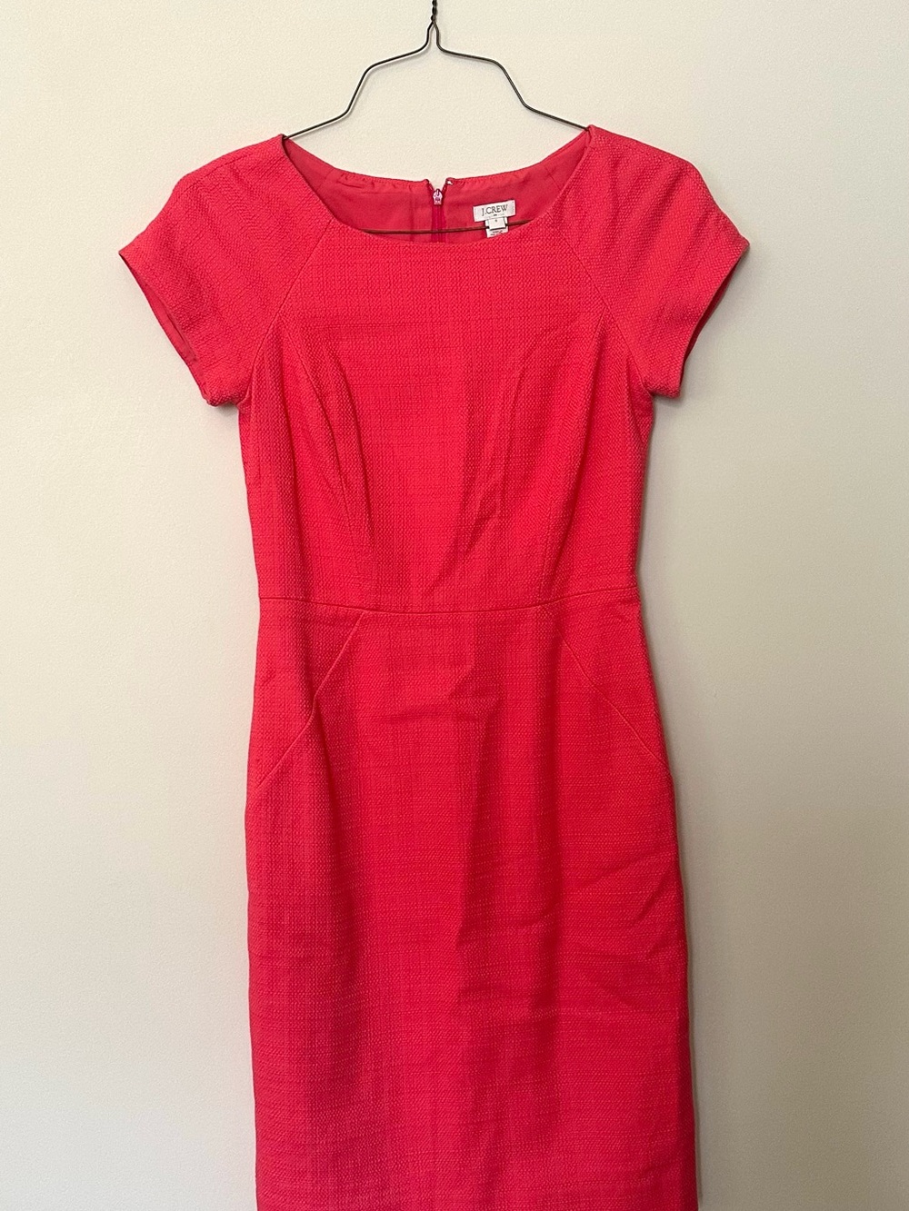 J. Crew Cap-Sleeve Sheath Dress in Coral Pink